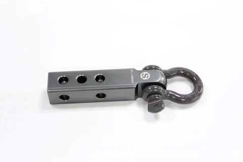 Beefy 5 Ton Aluminum Long Hitch Receiver With Dual Pin Holes, Powder Coated Bow Shackle, R Clip And Winch Accessories, 11,000 Lbs WLL, 6061 Aluminum Alloy, Grey Finish