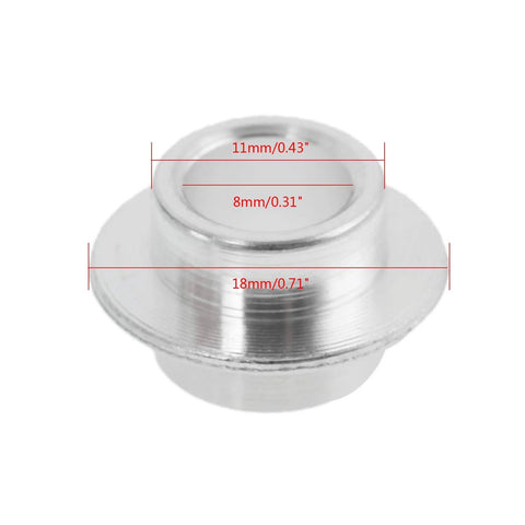 Close-up of 8-Pack Inline Skate Bearing Spacers For 8mm Axles Aluminum Wheel Center Spacers showing dimensions and design.