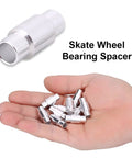 Hand holding skate wheel bearing spacers, 10 Pack Inline Skate Bearing Spacers Aluminum Alloy Axle Spacers Replacement For Roller Skates