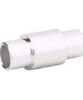 Close-up of a single silver aluminum inline skate spacer from 10 Pack Aluminum Inline Skate Spacers For 6mm Axles With Ball Bearings package.