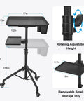 On Wheels Salon Tray Cart With Adjustable Height And Storage Platform Aluminum And Iron Rolling Tray For Tattoo Spa Dental Use Pro Grade Durable Service Cart For Salon And Spa Treatments With Easy Access And Stable Support, featuring 17x13 inch top, rotating adjustable height and removable storage platform.