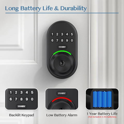Keypad Smart Door Knob Lock With Backlit Keypad Keyless Entry For Front Door Aluminum Alloy IP54 Weatherproof Easy DIY Installation Supports 20 User Codes Ideal For Homes Apartments And Small Offices