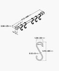 Dimensions of Kitchen Utensil Rack with Removable S Hook for Hanging Pots and Pans, Rod Hooks for Mugs, Wall Mounted Kitchen Rail Organizer