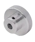 Front view of Aluminium Alloy Handwheel With Knurled Grip 80mm Outer Diameter 10mm Bore for CNC precision and stepper motor fine tuning.