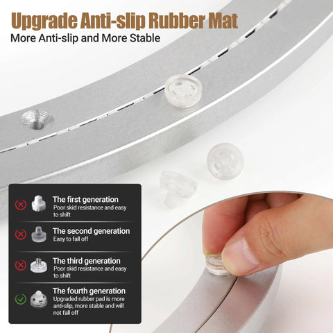 Close-up of anti-slip rubber mat for Heavy Duty Aluminium Lazy Susan Bearing 18 Inch Rotating Turntable, showing improved grip design.