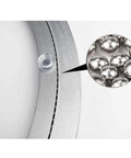 Close-up of a 4.7 Inch Aluminum Lazy Susan Turntable Bearing showing metal balls for smooth 360 rotation and heavy duty load capacity.