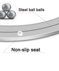 Close-up of heavy duty aluminum lazy Susan bearing swivel plate details with steel balls and non-slip seat for dining tables and workbenches.