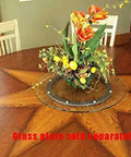 10 Inch Aluminum Lazy Susan Ball Bearing Turntable on wooden table with flowers, heavy duty swivel bearing for wood metal glass marble surfaces