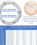 Diagram and size chart of 12 Inch Heavy Duty Lazy Susan Aluminum Alloy Turntable Bearing with Smooth 360 Degree Rotation.