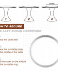 Guide for securing 2 Pack 16 Inch Aluminum Lazy Susan Turntable Bearings, Heavy Duty Rotating Hardware Rings for Kitchen & Dining Tables