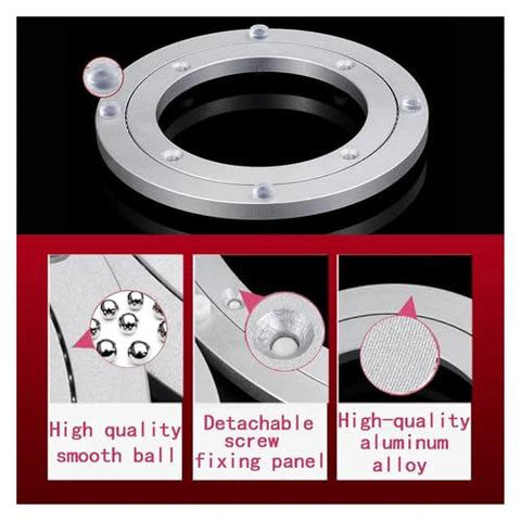 8 Inch Aluminum Lazy Susan Turntable Bearing, Heavy Duty Circular Swivel Base with smooth silent rotation components shown