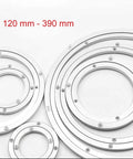 4.7 Inch Aluminum Lazy Susan Turntable Bearing, Heavy Duty Round Rotating Base for Glass Granite or Wood Tables, various sizes shown