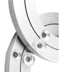 Close-up of 4.7 Inch Aluminum Lazy Susan Turntable Bearing, Heavy Duty Round Rotating Base with non-slip feet for tables
