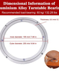 10 Inch Aluminum Alloy Lazy Susan Turntable Bearing with dimensions and installation example for heavy duty swivel use