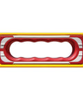Close-up of Stabila 37816 48 Inch And 16 Inch Aluminum Box Beam Level Set With German Accuracy For Professional Framing, red handle detail