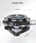 Effortlessly level a camera on uneven ground with this aluminum three legged leveling base with bubble levels and wheels