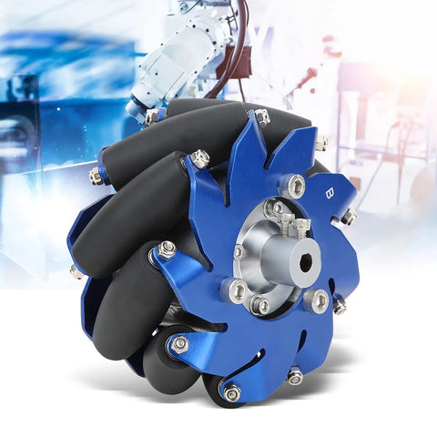 Mecanum Wheels 4 Inch With Dual Bearings At Each End Aluminum Omnidirectional Robot Wheels For DIY Robots Featuring TPU Rubber Rollers