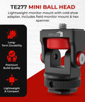 Aluminum Mini Ball Head With 360 Degree Rotation for Cameras Phones Monitors and LED Lights Supports Up To One Kilogram Cold Shoe Mount