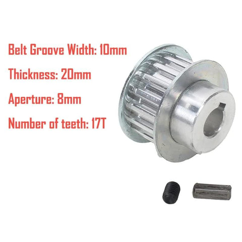 2 Pcs Metal Synchronous Pulley Gear Set for Mini Lathe Drive Wheel Aluminum Alloy 8mm Bore 10mm Shaft showing gear dimensions