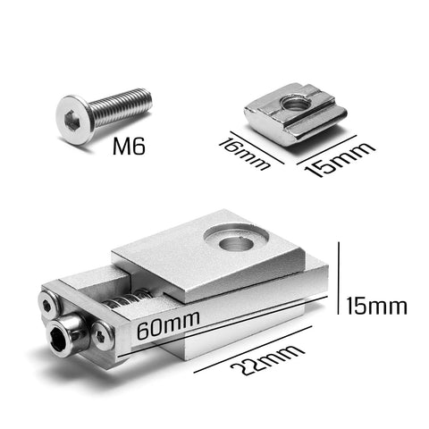 Upgrade Aluminum Mini Vise Clamp Set Genmitsu with M6 bolt and dimensions, side clamping CNC router for woodworking and metalworking.
