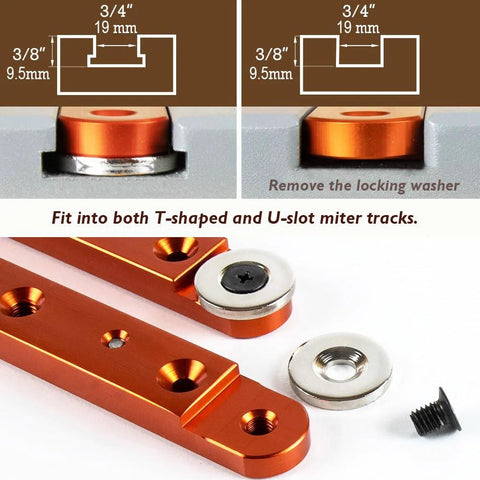 Miter Bar And Miter Slot Runner For Table Saw Sled And Crosscut Sled, 17 Inch 430mm Length, Premium Aluminum Alloy, 2 Pack PTA024