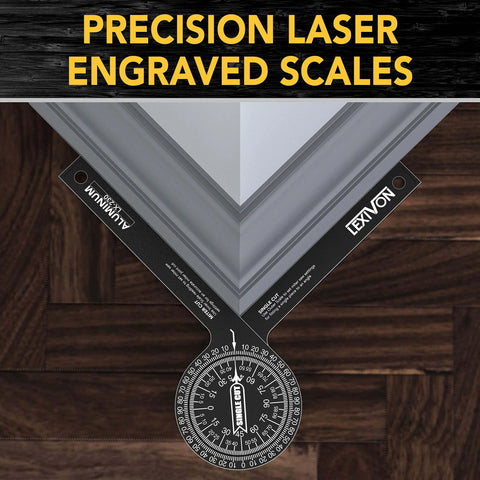 Aluminum Miter Saw Protractor | 7-Inch Rust Proof Angle Finder Featuring Precision Laser Engraved Scales (LX-230) in use