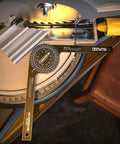 Aluminum Miter Saw Protractor | 7-Inch Rust Proof Angle Finder Featuring Precision Laser Engraved Scales (LX-230) in use with saw