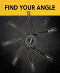 Aluminum Miter Saw Protractor LX-230 on dark background, angle finder with 7-inch laser engraved scales and rust-proof design.