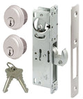 Secure storefront entry with an adjustable mortise lock set featuring hook deadbolt, double keyed cylinder, Adams Rite cam, and durable aluminum finish, compatible with 31/32 or 1-1/8 backset for versatile, easy installation.