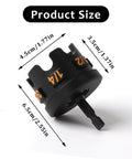 Durable aluminum nut spinning drill attachment quickly tightens and loosens 1/4, 3/8, and 1/2 inch threaded rods with hex shank compatibility.