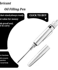 Aluminum Precision Vehicle Oiler Pen with Pinpoint Applicator and Pocket Clip shown with cap removed