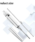 Aluminum Precision Vehicle Oiler Pen With Pinpoint Applicator And Pocket Clip Cover, shown with cap off and product size of 5.7 inches.