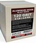 Box of Aluminum Oxide Fine Grit Sand Blasting Media 8 Lb Bag for Cabinets and Handheld Blasting Guns, 120 grit.