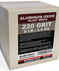 Ultra Fine Aluminum Oxide 8 Lbs blast media delivers fast, dense cutting for cabinets and handheld blasting guns, box view