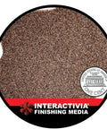 80 Grit Aluminum Oxide Blasting Media 8 Lb Bag for dry and wet blasting showing medium grit texture with a US cent coin for scale.