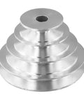 Aluminum Pagoda Pulley Wheel for Benchtop Drill Press, shown in 4-step design, made for durable high precision construction.