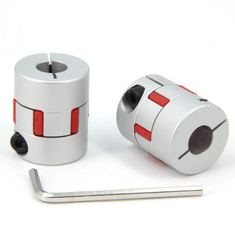Aluminum Plum Shaped Flexible Shaft Coupling 10mm To 10mm For 3D Printer CNC Machine And Servo Stepper Motors, 2 Pack