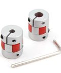 Two Pack Aluminum Plum Flexible Shaft Couplers 5mm To 8mm Bore, 20mm Diameter, 25mm Length, with hex key for 3D printers CNC machines