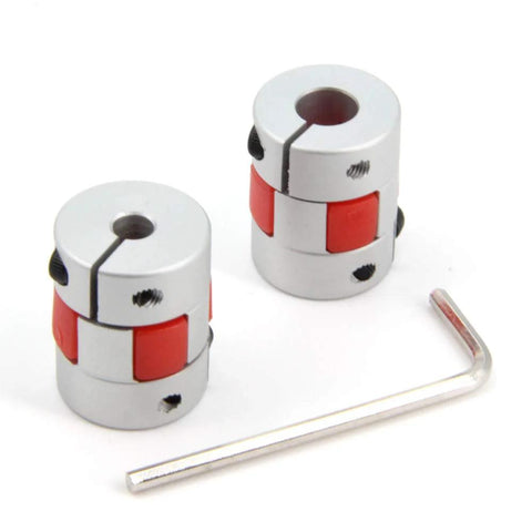Two Pack Aluminum Plum Flexible Shaft Couplers 5mm To 8mm Bore, 20mm Diameter, 25mm Length, with hex key for 3D printers CNC machines