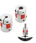 Aluminum Plum Shaped Flexible Shaft Coupling 5mm To 8mm Bore D20xL25 For Servo And Stepper Motors close-up and installed view