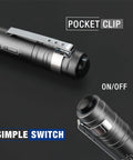 Close-up of Aluminum LED Pen Light 4 Pack With Clip For Inspection And Emergency Use Includes 2AAA Batteries Pocket Sized Flashlight