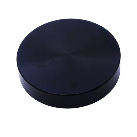 Durable aluminum high precision horizontal leveler with a 60mm circular vial, 12mm thick housing, view of base, black color.