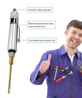 Aluminum Precision Oiler Pen With Solid Needle And Pocket Clip Portable Lightweight Lube System Oiler For Machine Maintenance And Car Accessories held by smiling technician