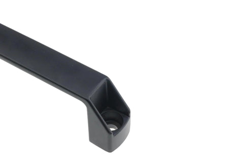 Close-up of black Industrial Pull Handle 120mm For 3030 And 4040 Aluminum Extrusions With M6 And M8 Screws And Nuts Universal Kit