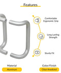 Offset Back To Back Aluminum Pull Handles with Clear Anodized Finish, 11 Inch Length, featuring ergonomic grip and durable fit.