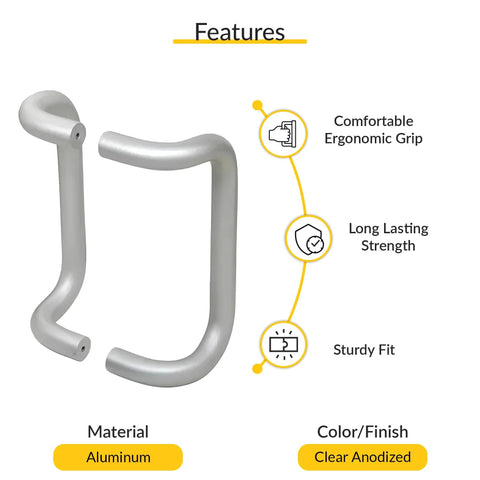Offset Back To Back Aluminum Pull Handles with Clear Anodized Finish, 11 Inch Length, featuring ergonomic grip and durable fit.