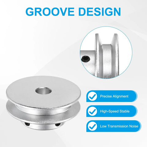 Fixed-bore aluminum pulley with an 8mm bore and 40mm OD, 7mm groove, silver finish, designed for precise belt alignment and quiet operation.
