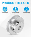Fixed-bore aluminum pulley with an 8mm bore and 40mm OD, corrosion-resistant, silver finish, ideal for small motor drives.