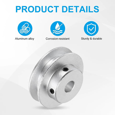 Fixed-bore aluminum pulley with an 8mm bore and 40mm OD, corrosion-resistant, silver finish, ideal for small motor drives.