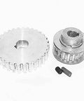 2 Pcs Metal Synchronous Pulley Gear Set for Mini Lathe Drive Wheel Aluminum Alloy 8mm Bore 10mm Shaft, close-up view